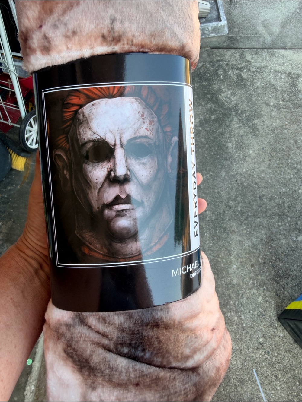 Michaels Michael Myers Face Mask Plush Throw in Black and Brown